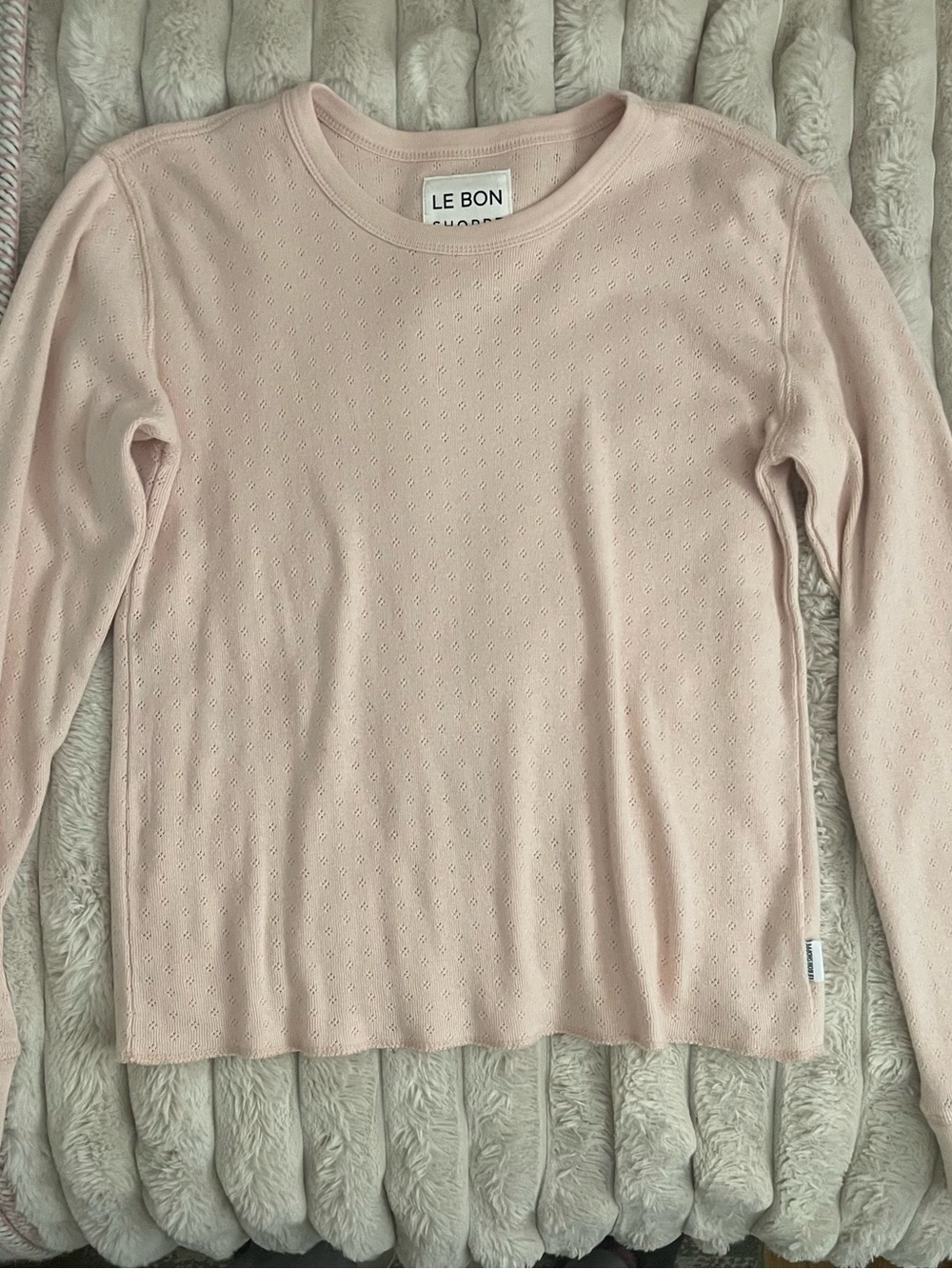 Le Bon Shoppe Long-Sleeve Pink Eyelet Tee Shirt